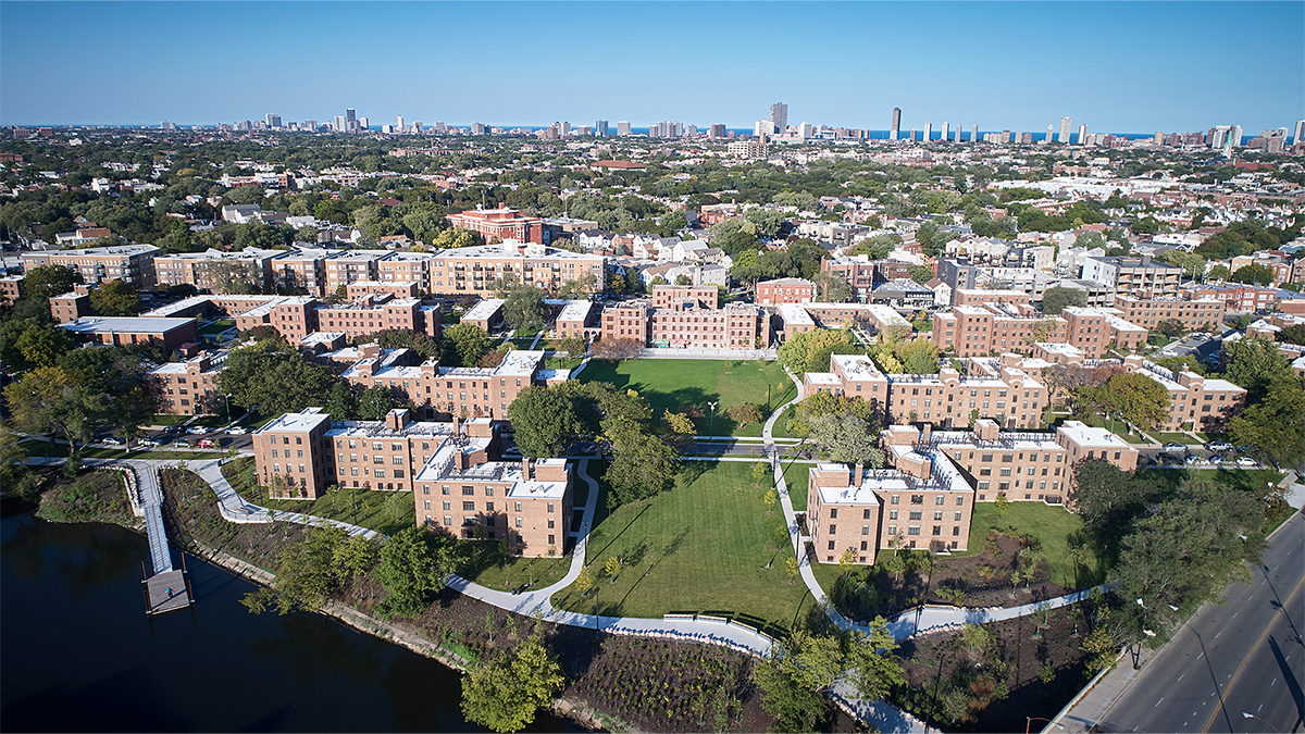 Aerial view of the neighborhood