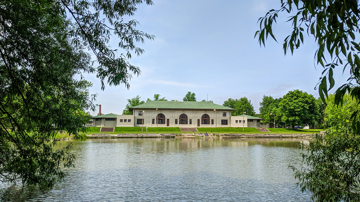 Building across from the lake