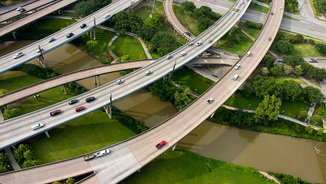 Buffalo Bayou Park from the air