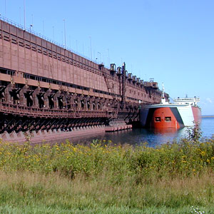 Ore boat in dock