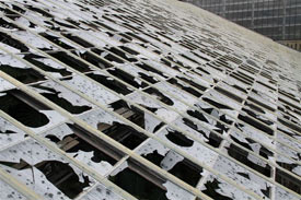 Fern Room roof after hail damage