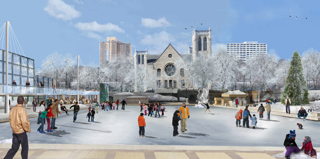 Peavey Plaza Basin in Winter