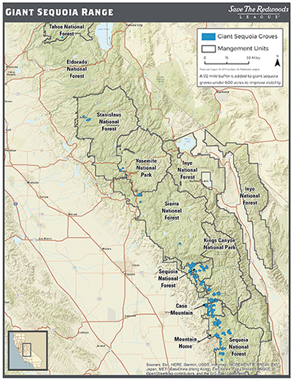 Giant Sequoia Range Map