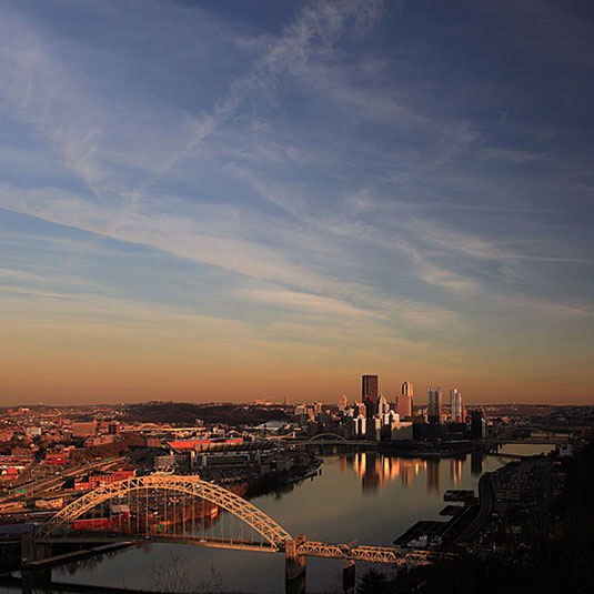 Downtown Pittsburgh from the air. 