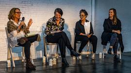 Courageous by Design Symposium participants - Beth Meyer (left), Lisa Switkin (center left), Martha Schwartz (center right), Kate Orff (right)