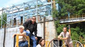 Julie Bargmann (left), Maura Rockcastle (center), and Ross Altheimer (right) at Mill 19, Pittsburgh, PA