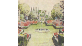 Watercolor of Corson Rose Garden, Oakmont, PA