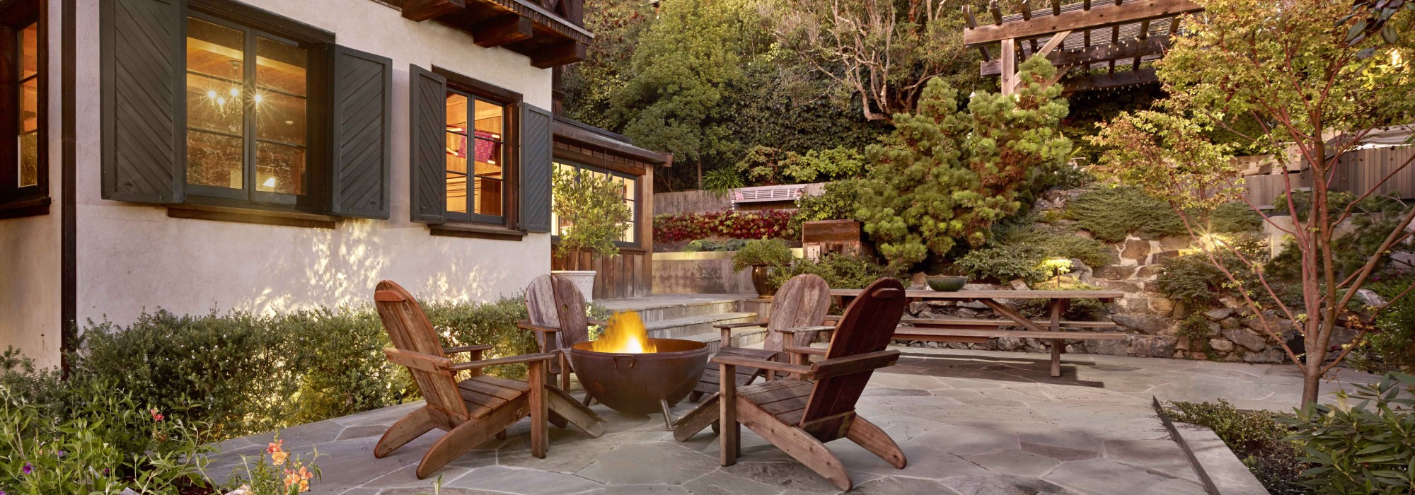 Residential patio with chairs.