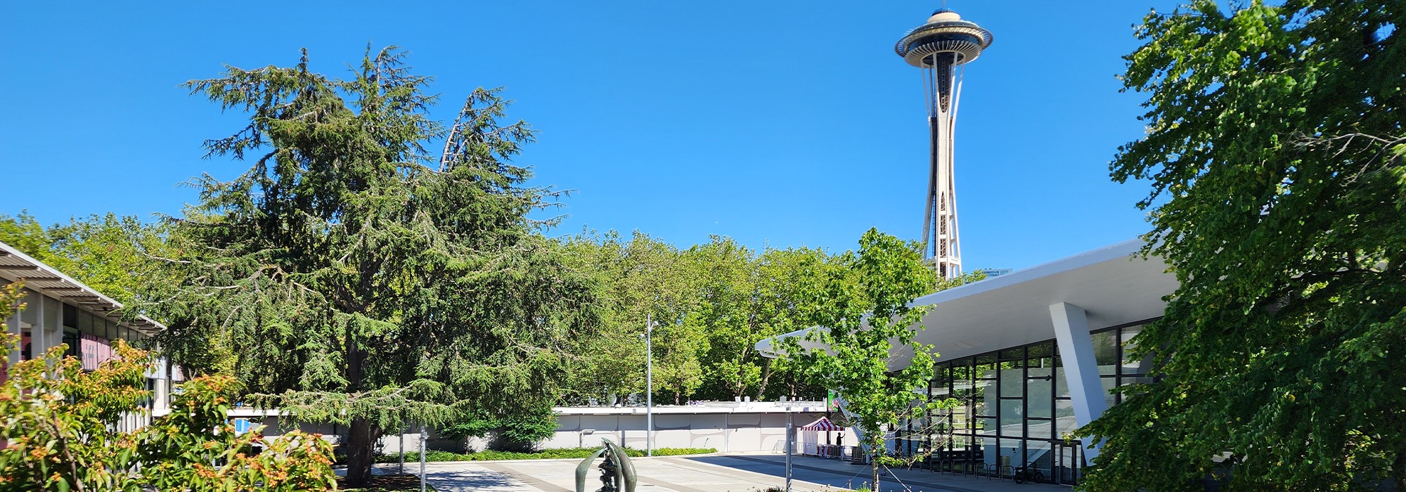 Plaza at Seattle Center; space needle in distance