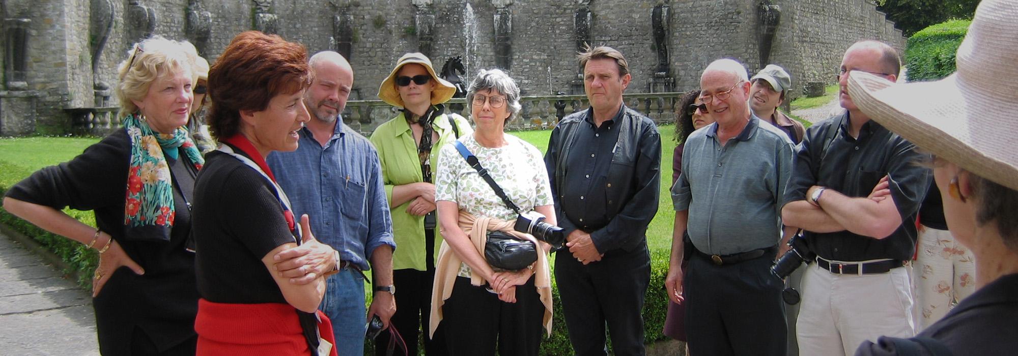 Sally Boasberg (center) with TCLF Board Members at Villa Lante, Bagnaia, IT