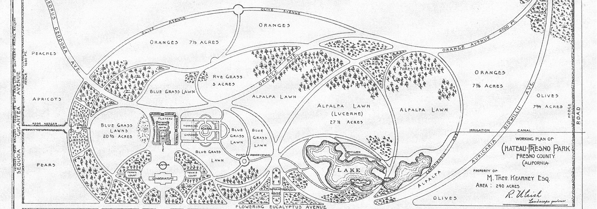 Working plan of Chateau-Fresno Park, Fresno County, CA, by Rudolph Ulrich