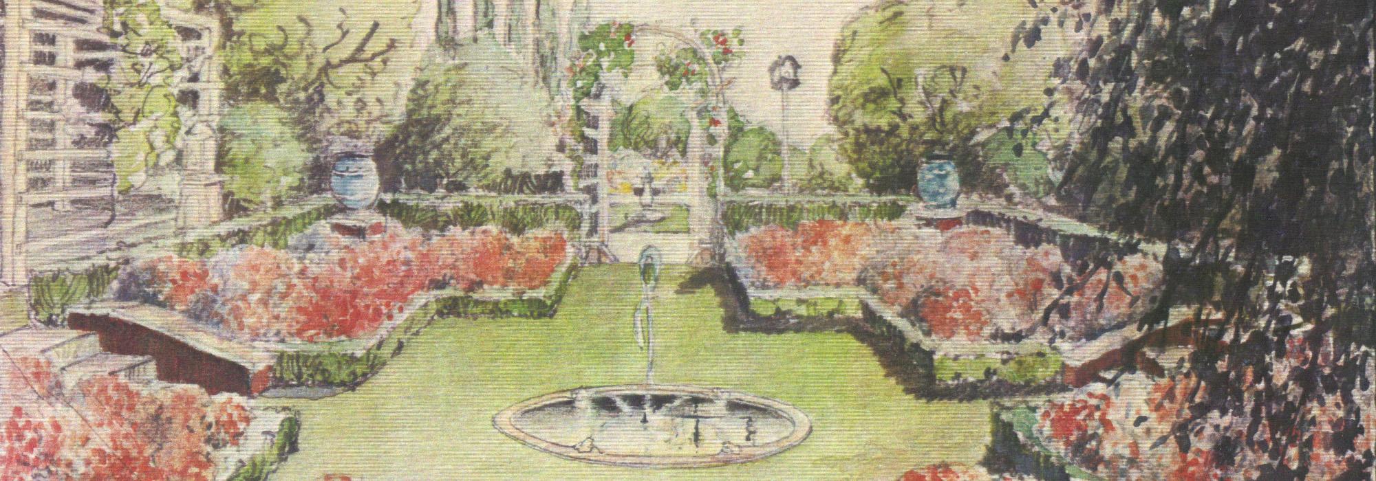 Watercolor of Corson Rose Garden, Oakmont, PA