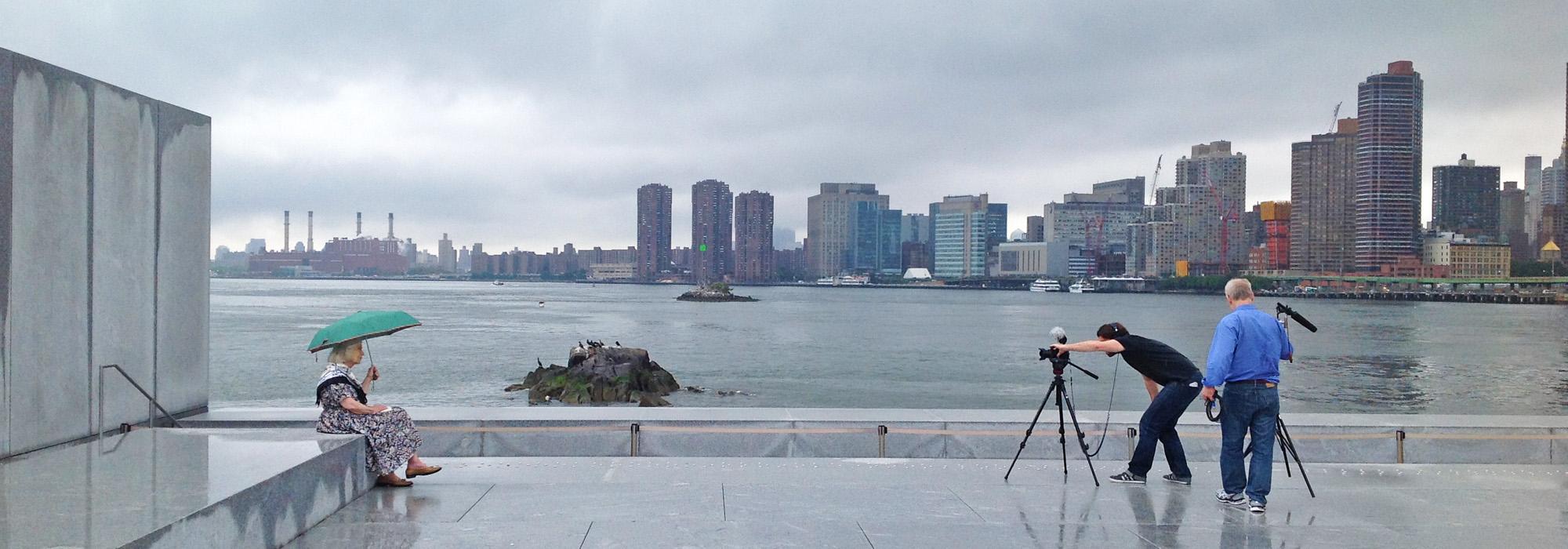 Landscape architect Harriet Pattison at Franklin D. Roosevelt Four Freedoms Park, Roosevelt Island, NY - Photo by Charles A. Birnbaum, 2015