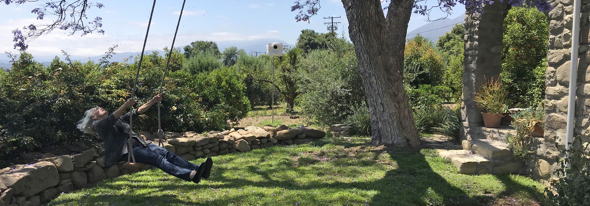 Landscape architect Pamela Burton at home during the taping of her Pioneers Oral History, Ojai, CA – Photo by Charles A. Birnbaum, 2019