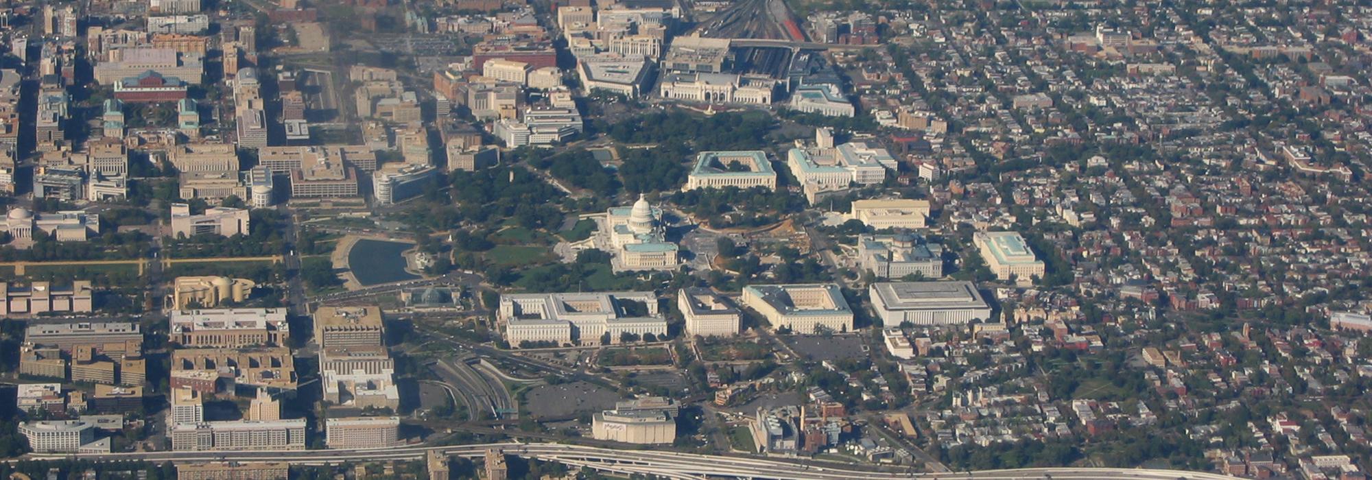 Aerial view of Washington, DC