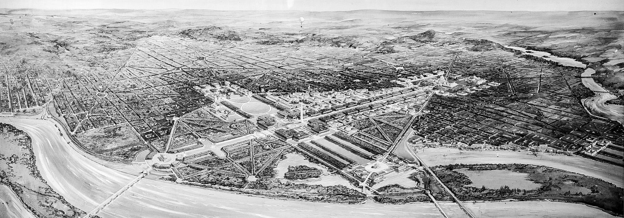 Birds Eye View of McMillan Plan sketch, Washington, D.C.