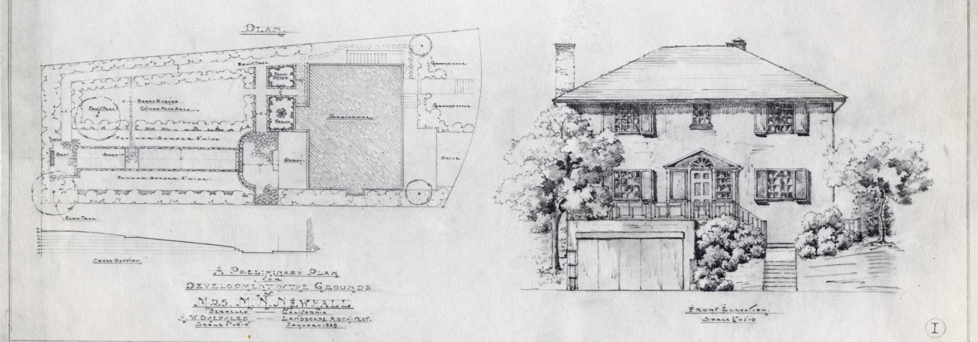 Preliminary Plan for the Development of the Grounds of Mrs. M.N. Newhall, Berkeley, CA, 1929