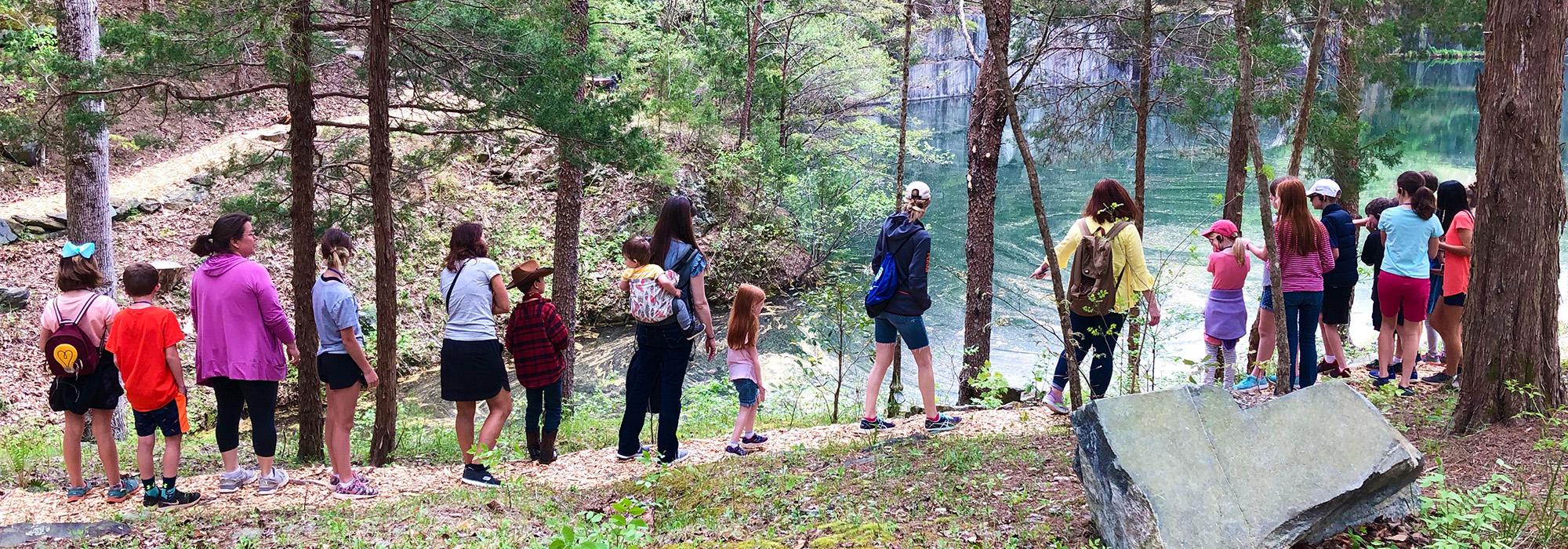 Homescholars along the North Quarry Trail, Quarry Gardens, Schuyler, VA