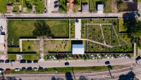 Aerial view of the garden.