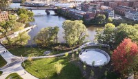 Aerial view of walking paths