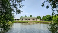 Building across from the lake