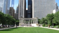 Lawn with buildings in the background