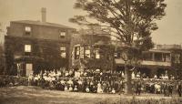 Workers from Boston on a field day at Stonehurst, 1890s