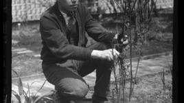 Myron Lamb in the Longfellow Garden, Portland, ME