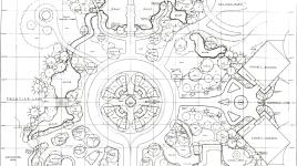 Plaza Hub Site Plan, Disneyland, 1955.