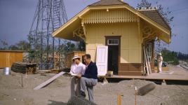 Ruth Shellhorn with Walt Disney, Disneyland, 1955.