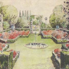 Watercolor of Corson Rose Garden, Oakmont, PA