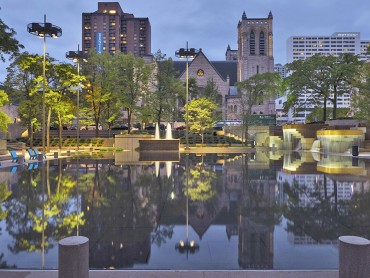 The rehabilitated Peavey Plaza, Minneapolis, MN