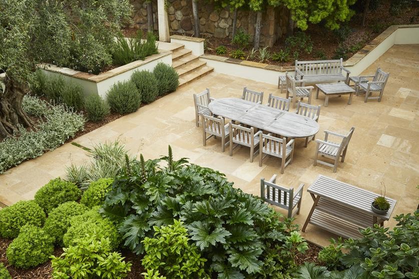 Patio space with outdoor furniture. 