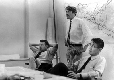 294_BW_Sasaki1.jpg Ken DeMay (seated left), Stuart Dawson (standing) and Hideo Sasaki (seated right), ca. 1965