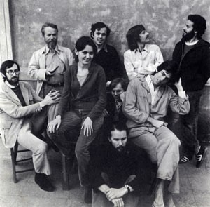 Olin (pictured left) with fellows and residents at the American Academy in Rome in 1974