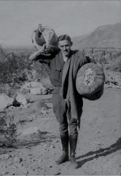 Cornell trekking in the Coachella Valley, c.1920s