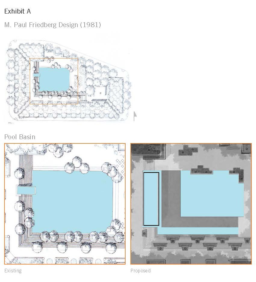 Exhibit A showing differences between existing and proposed design for Pershing Park, Washington, D.C.