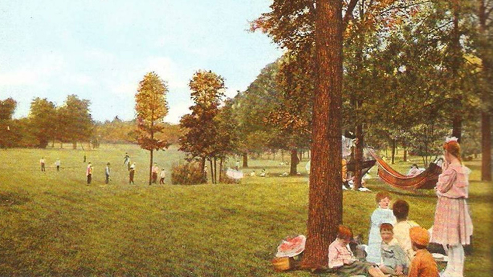 Historic postcard of Washington Park