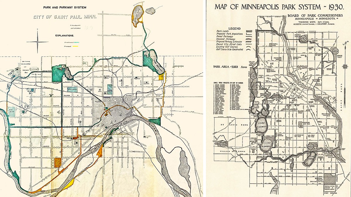 Park System Maps by Nussbaumer (left) and Wirth (right)