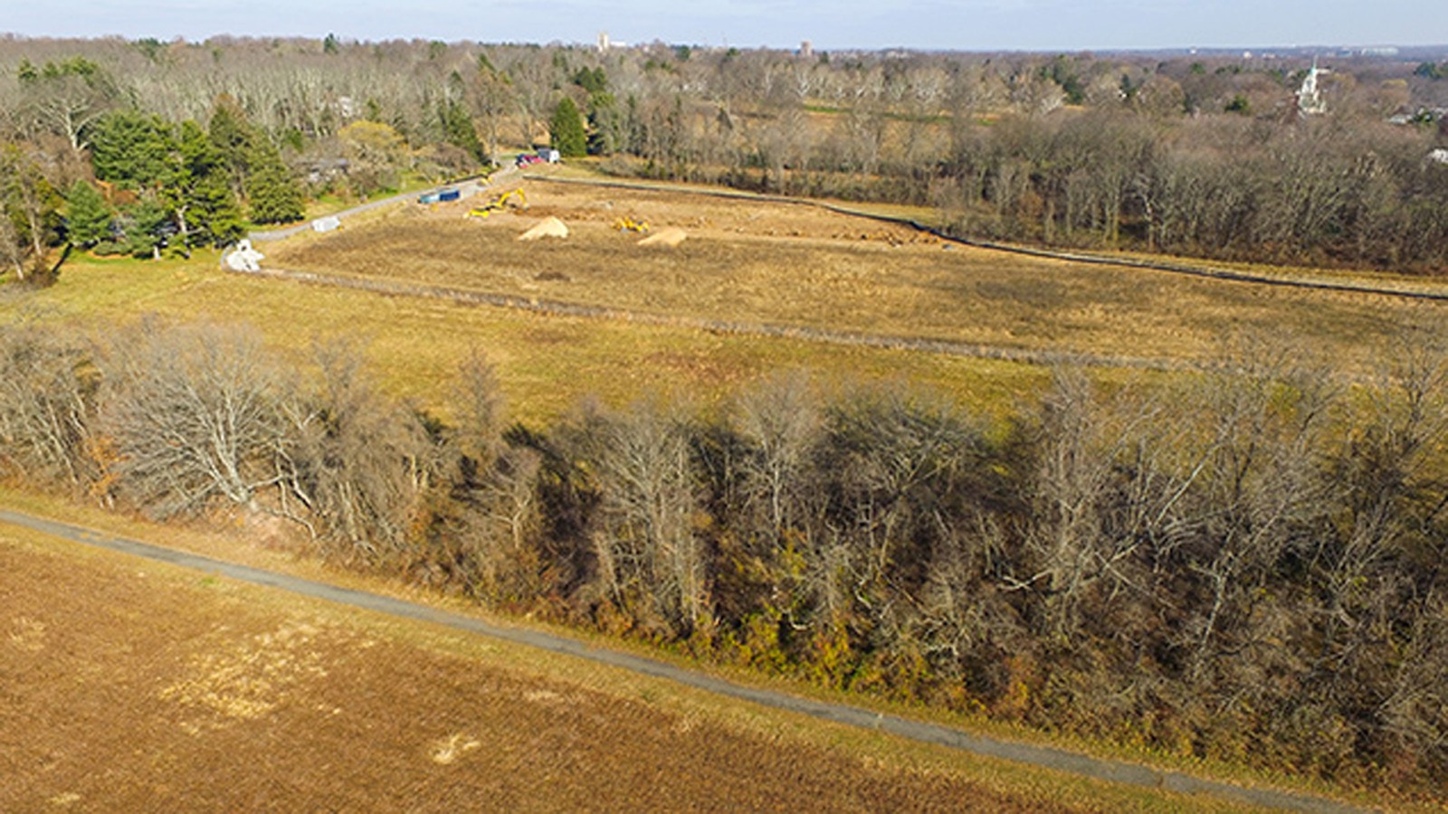 Aerial view of Maxwell’s Field at the Princeton Battlefield