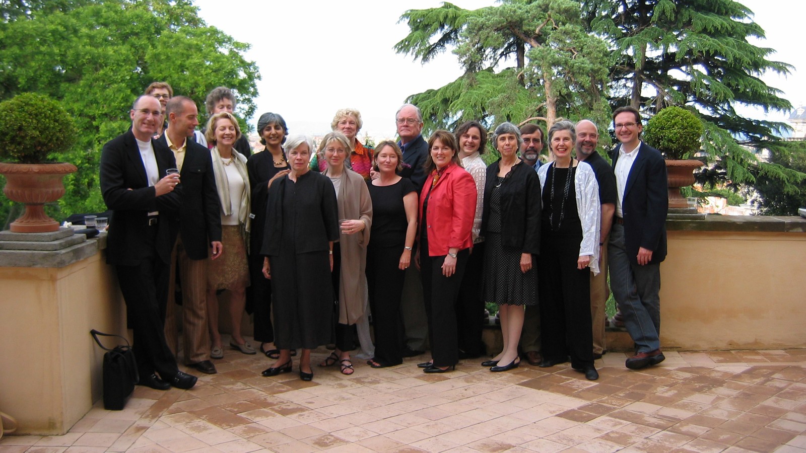 Sally Boasberg, fifth from right, with TCLF board members at Villa Aurelia at the American Academy in Rome in 2004