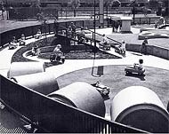mitchell_50s.jpg Mitchell Park, Palo Alto CA, The pedal car freeway and “gopher holes” found in this innovative playground are characteristic of Royston’s imaginative designs