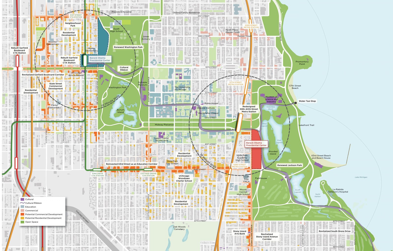 Two proposed sites for the Obama Presidential Library