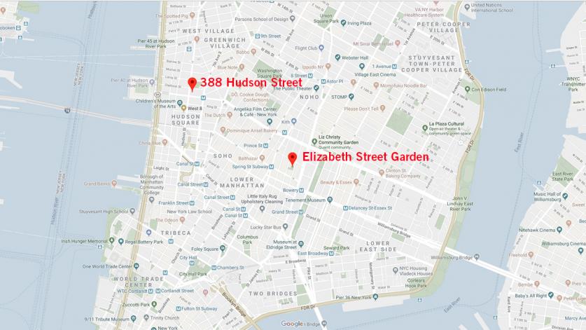 388 Hudson Street and Elizabeth Street Garden, New York, NY