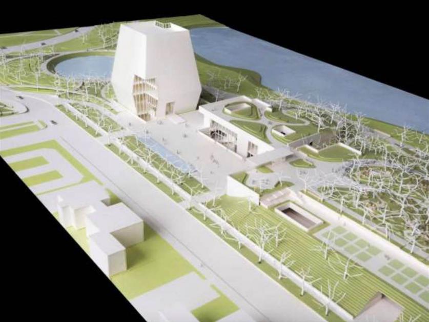 170503-obama-library-rendering-se-216p_10af671555dc7673b3316d15867dfdca.nbcnews-ux-2880-1000.jpg Model of the Obama Presidential Center showing the proposed 220-foot-tall tower