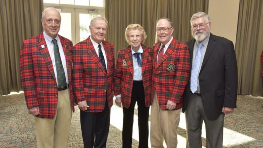 2017 Ross-winners_Ron Whitten, 2020_sig.jpg (Left to right) Golf course architects Rees Jones, Jack Nicklaus, Pete Dye, and Alice Dye, with Golf Digest senior editor Ron Whitten at the 2017 American Society of Golf Course Architects meeting