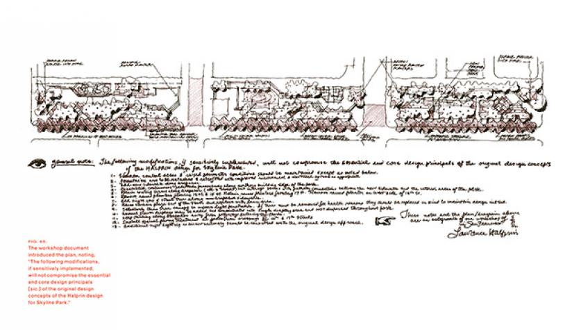 96492_8.jpg Signed Lawrence Halprin drawing of Skyline Park with notes