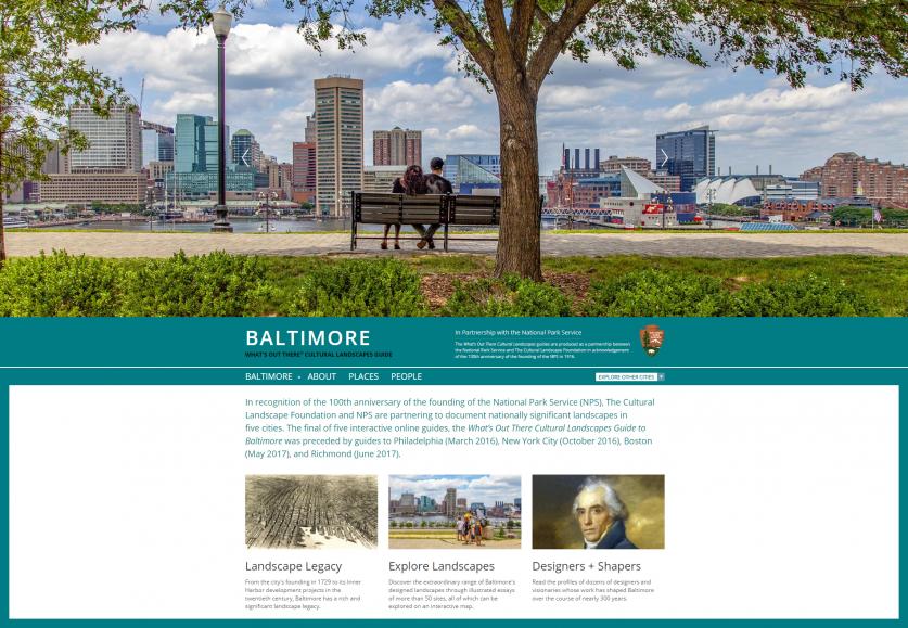 Landing page for What's Out There Cultural Landscapes Guide to Baltimore