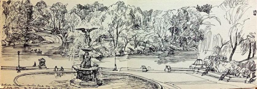 Sketch of Bethesda Fountain in Central Park, 1982