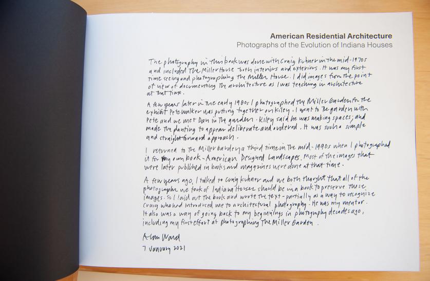 Ward_Alan-Inscription.jpg American Residential Architecture: Photographs of the Evolution of Indiana Houses, including an inscription dated 2021